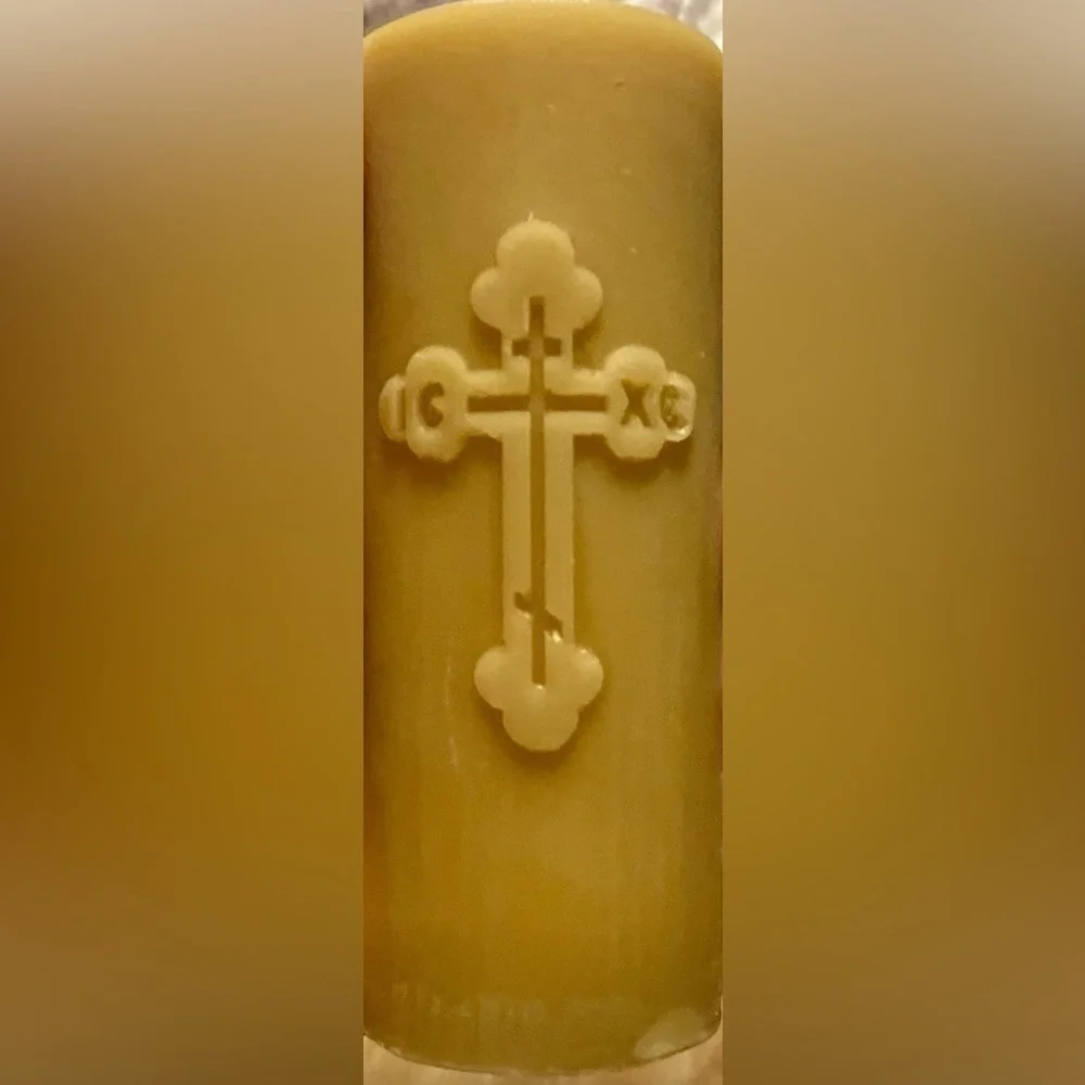 ORTHODOX CROSS PILLAR CANDLE.  Handmade  Large